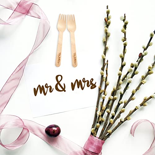 Mr. And Mrs. Disposable Wedding Forks – Rustic, Compostable Alternative To Plastic Forks For Wedding Receptions, Engagement Parties, And Rehearsal Dinners (100-Pack) #TOP1