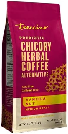 Teeccino Vanilla Nut Chicory Coffee Alternative — Caffeine Free Grnd 11 oz
