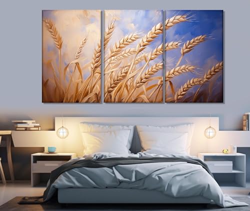 Tableau épis de blé lot de 3 cadres pour habiller un mur de salon