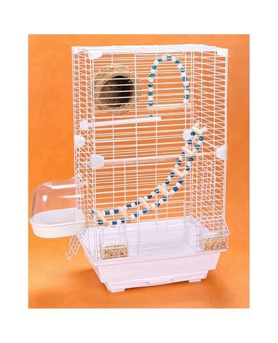 鳥用 イージーホーム 鳥かご オウムかごト 大型インコインコ鳥小屋透明な 鳥籠 豪華別荘 鳥ケージ 組立式 掃除しやすい高強度 ブランコ付き フードボウル スナップオンデザインペット用品 ポータブル鳥かご オカメインコケージ (白ワイヤー門,Type C)