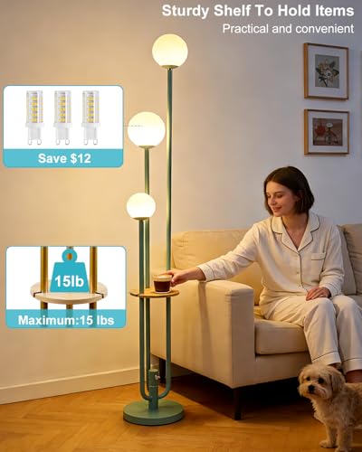 Image of Lightdot 63IN Floor Lamp with 3 Green U-Pole, Modern Floor Lamp with 3000K Warm White LED Bulbs Included, Candle Holder Style Modern Tall Lamp for Living Room /Wedding /Party /Sofa Beside /Corner Decor