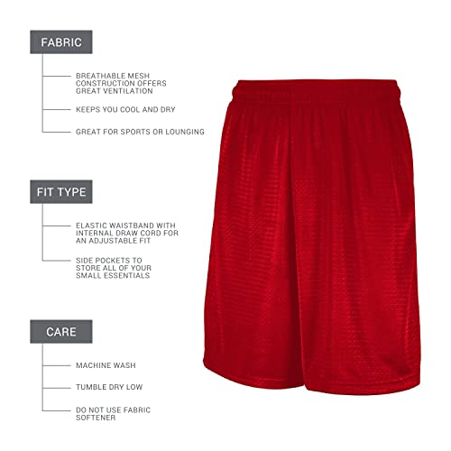 Russell Athletic Men's Mesh Short With Pockets, True Red, X-Large #TOP2