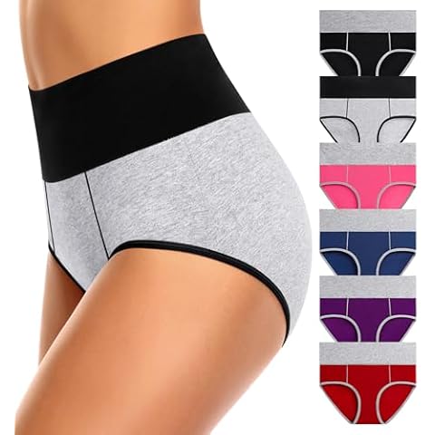 ASIMOON Tummy Control Underwear for Women Cotton High Waisted Ladies Briefs Soft Strech Full Coverage panties Cover