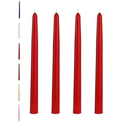 CandleNScent Taper Candles | Tapered Candlesticks - dripless 10 Inch unscented | Red | 4 Pack Cover