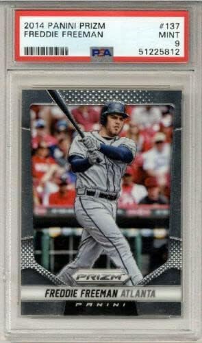 2014 PANINI PRIZM #137 FREDDIE FREEMAN BASEBALL CARD PSA 9 MINT POP 1