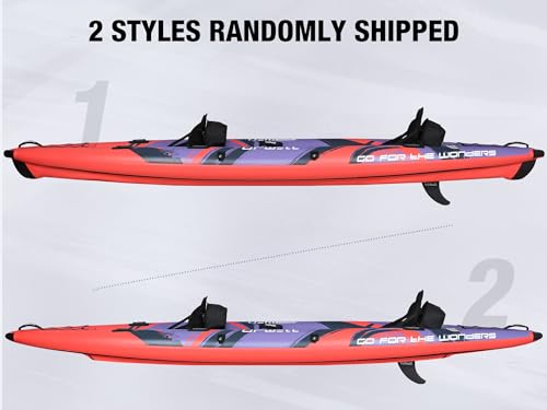 UPWELL 11'/14'6”Inflatable Kayak with Drop Stitch Floor and Accessories Including Kayak Seat with Thickened Cushion, Paddle, Fin, Repair Kits, Carry Bag and Hand Pump - Image 6