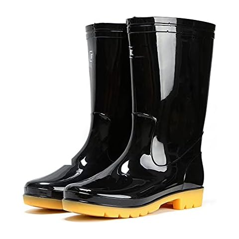 LYzpf Rain Boots Man Flat Water Resistant Non-Slip Adult Tall Rubber Fully Waterproof Snow Ankle Mud Slip Comfort Shoe Cover