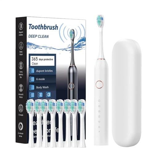Cepillos de dientes con funda, funda recargable para cepillo de dientes 40000 VPM | Funda para cepillo de dientes eléctrico | Limpieza profunda de 6 modos de soporte para cepillos de dientes |