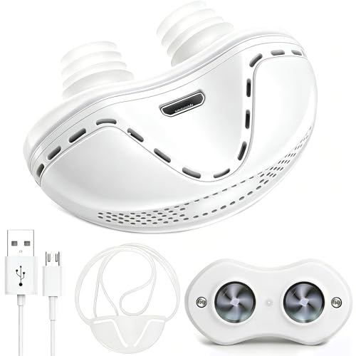 Anti Snoring Devices, Electric Anti Snoring Device, Effective Snoring Prevention, Sleep Apnea Devices for Men and Women, Adjustable Wind Speed, Suitable for All Nose Shapes, White