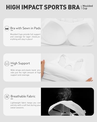 Image of RUNNING GIRL Sports Bras for Women High Support, Adjustable Straps High Impact Racerback Bra with Hook Closure Molded Cup
