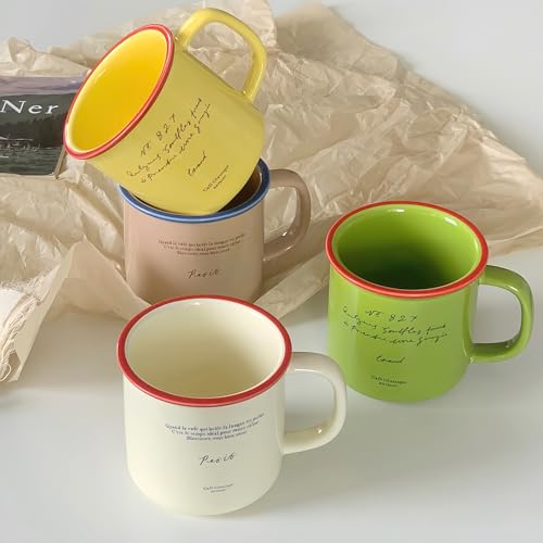 Taza de cerámica verde 10 oz con diseño minimalista miniatura 3