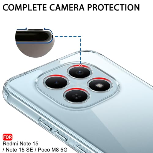 Image of TheGiftKart Back Cover Soft Case for Mi Redmi Note 15 / Note 15 SE /Poco M8 5G | Best Camera Protection | Inbuilt Dust Plugs & Anti-Slip Grip | Ultra Clear Slim Cover Case (Silicone, Transparent)