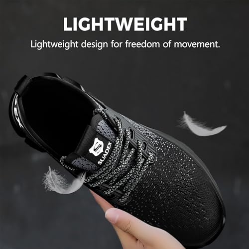 SUADEX Steel Toe Sneakers for Men Women Indestructible Work Safety Shoes Lightweight Comfortable Slip Resistant Composite Toe