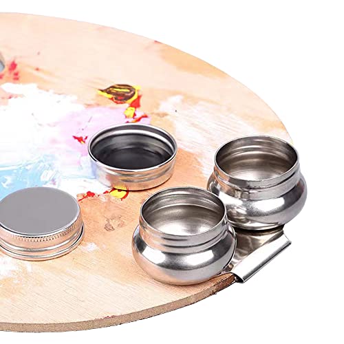 DZOZO Pot à peinture à l'huile - Grande ouverture - Récipient à huile - Double cuillère - Palette de peinture - En acier inoxydable - Pour peinture acrylique ou à l'huile Cover