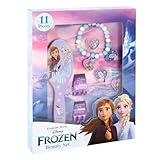 TDL 11pc Frozen Anna & Elsa Beauty Set Girls Jewellery & Hair Accessories Kit Purple Gift Set Dress Up Hairbrush Bracelets Scrunchies Charms