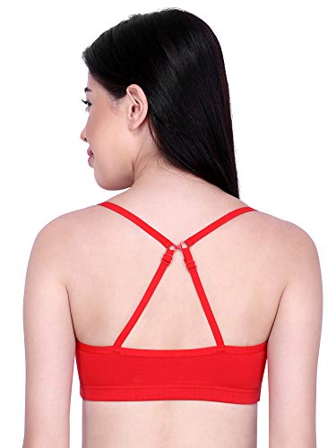 Image of INKURV Slip on Beginner's Bra for Girls, Non Padded, Non Wired, No Hooks with Double Layered Fabric, Adjustable Straps, Wirefree Sports Bra- Lisa Combo of 3