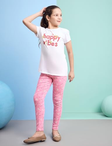 Image of Amazon Brand - Symbol Girl's Cotton Ribbed Stretchable Leggings | Ankle Length | Aged 2-14 Years