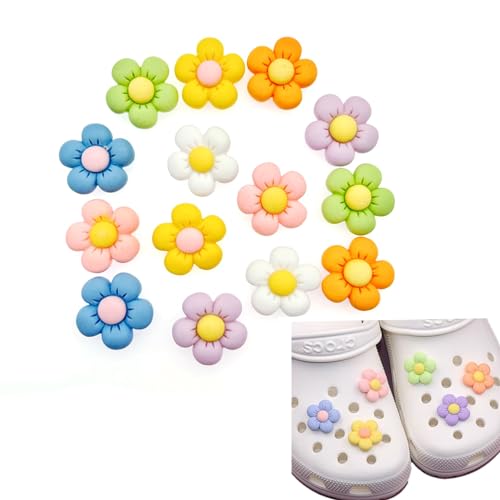 JZK 14 Stück Blumen-Schuhanhänger für CROCS CLOGS für Kinder, Mädchen und Frauen, süße Widgets für CROCS, Schuhanhänger für CLOG-Schuhdekorationen