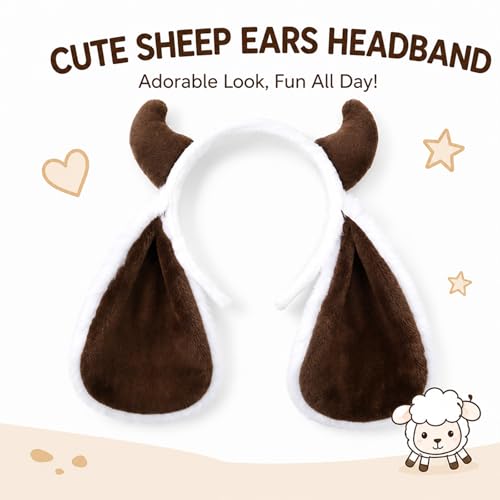 Image of Lop eared Sheep Headband, Halloween Animal Ears Costume Dress Up Suit, Cosplay Party Supplies for Adult