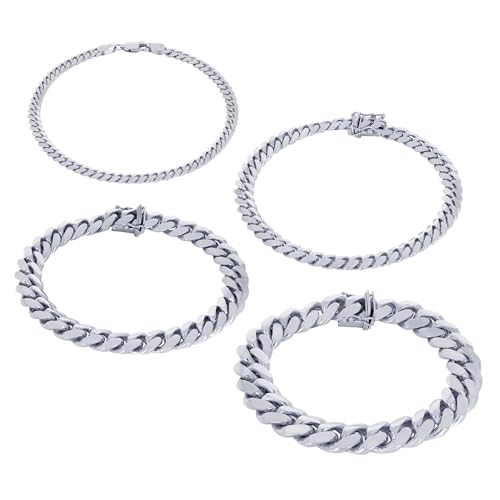 Nuragold 14K Real White Gold Solid Miami Cuban Link Chain Bracelet 7