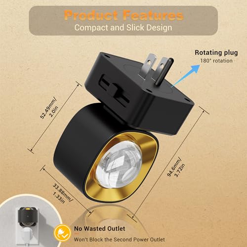 Image of JandCase Night Lights Plug into Wall,0-150LM Super Bright Automatic Night Light with Dusk to Dawn, 2 Pack 180 Rotatable Plug in LED Nightlight Soft Warm for Halloween Decoration, Children Room,Party