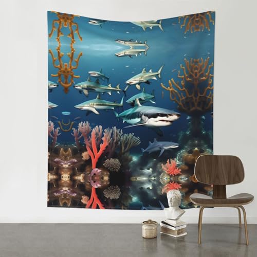 Tapisserie murale requins sous la mer pour apaiser l'ambiance d'une pièce