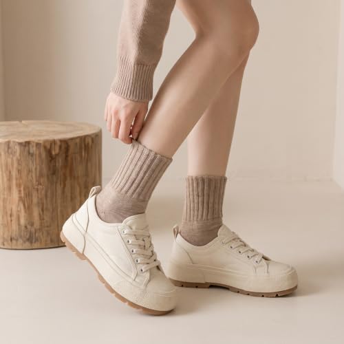 Image of Winter Women Socks 5 Pairs Vintage Wool Casual Thermal Crew Socks
