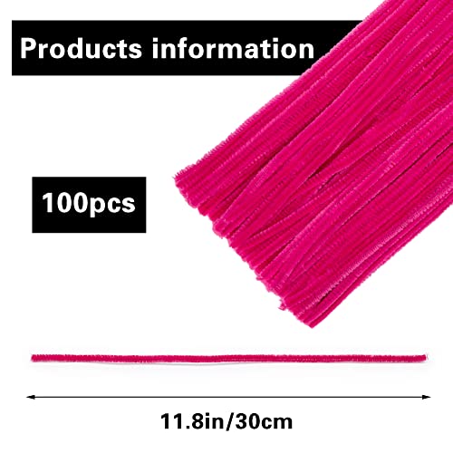 Image of 100 Pieces Pipe Cleaners Craft Chenille Stem Rose Red Pipe Cleaners | Fuzzy Sticks Pipe Cleaners for Crafts Festival Home Decorations