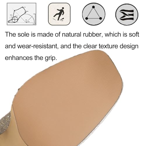 Women's Shiny Sequin Platform Chunky Heel Pumps Fashion Pearl Ankle Strap Square Closed Toe High Heel Dress Shoes for Wedding Evening Dating4