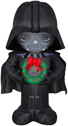 Gemmy Star Wars Christmas Inflatable Darth Vader with Wreath 5FT Tall Indoor/Outdoor Holiday Decoration