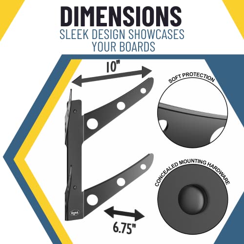 Koova 2 Skateboard Wall Mount Rack Holder | Creative Deck Display | Home Or Garage Longboard Storage | Scooter Hanger | Easy Install - Hardware Incl. | Heavy Duty Powder Coated Steel Frame | Usa Made #TOP2