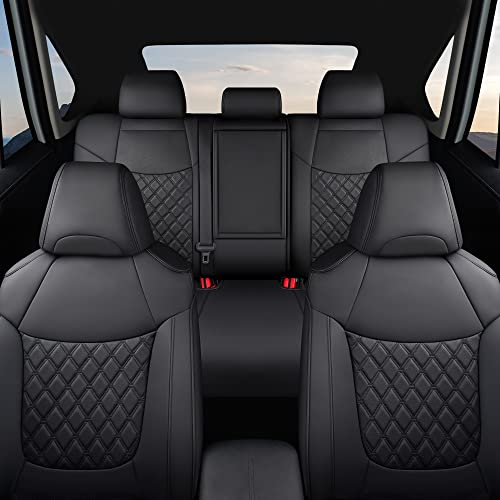 Image of GIANT PANDA Rav4 Seat Covers Custom Fit for Toyota RAV4 Hybrid (LE, XLE, XLE Premium, Limited) 2019 2020 2021 2022 2023 2024 2025(Non Hybrid /Prime XSE,SE),Black(Diamond Style)