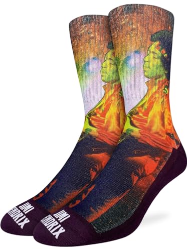 Chaussettes Jimi Hendrix rock violettes taille 36-42 pour un style décontracté au bureau