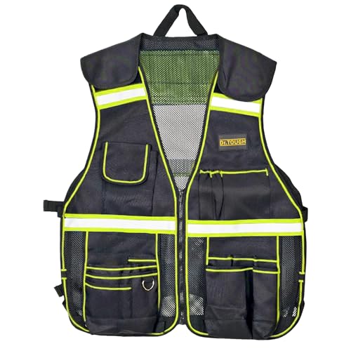 Dr.TOUGH Work Vest for Men Reflective Vest Black Safety Vest for Men Tool vest For Carpenters Electrician (Green)