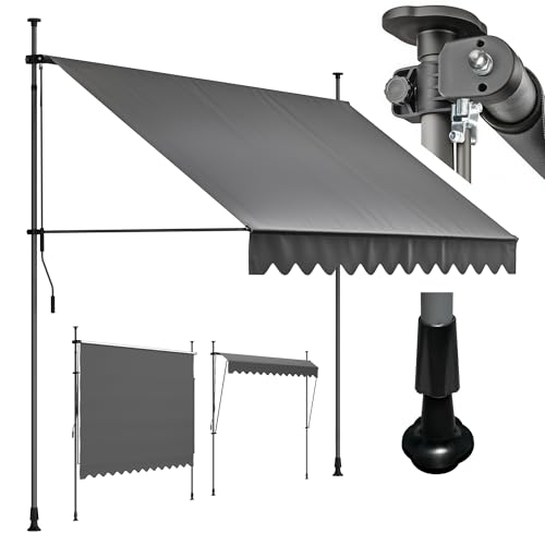 4smile Klemmmarkise Anthrazit 300 x 145 cm - Hochwertige Markise Balkon ohne Bohren - Effektiver Sonnenschutz mit UV40+ - Balkonmarkise für Balkon, Terrasse und Garten