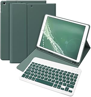 Bettdow Detachable Wireless Color Keyboard Case with Pencil Holder, Case with Keyboard for 10.2 Inch iPad 9th Generation 2021/8th Gen 2020/7th Gen 2019 Support Auto Sleep/Wake (Dark Green)