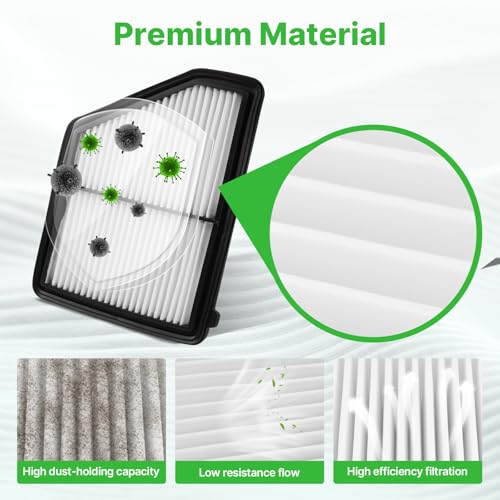 Image of 2PCS Engine Air Filter Fit for 2016-2026 Civic, 2023-2026 HR-V | CA12051, 17220-5BA-A00, 99% Filtration Efficiency, Easy Install, Odor control, Great Value, Right Size
