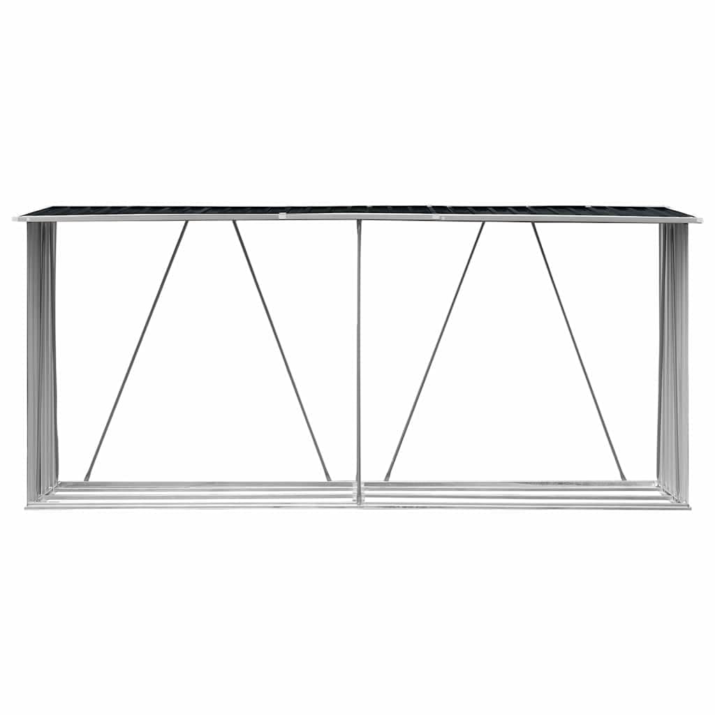 vidaXL Brennholzlager Kaminholzunterstand Brennholzregal Brennholzunterstand Kaminholzständer Holzlager Verzinkter Stahl 330x84x152cm Anthrazit