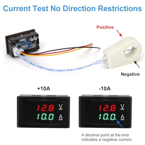 Volt ampèremètre DC 100A avec capteur effet Hall pour mesure sans contact
