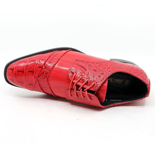 Image of Metrocharm Men's Formal Fashion Tuxedo Wedding Lace Up Cap Toe Dress Shoe croco-04