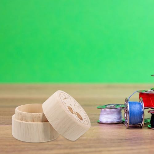 Image of Round Wooden Storage Box for Stitch Markers, Jewelry Making Supplies, Beads Organizer, Craft & Sewing Supplies, Portable Organizer for Home and Travel
