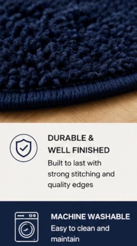 Image of Set of 2 Micro Anti Skid Bath Mat for Home Kitchen, Office, Water Absorbent Machine Washable and Quick Dry Luxury Mats for Bathroom, Kitchen, Entrance. (Blue Home)