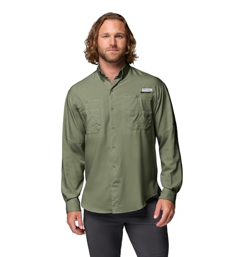 Columbia Mens PFG Tamiami Long Sleeve Fishing Shirt, Cypress, Medium