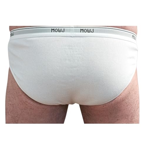 MOWJ Classic Men's Briefs Ultra Soft Stretch Ribbed Cotton Fabric | 3 Pack | Comfortable Fit with Contour Pouch | No Fly4