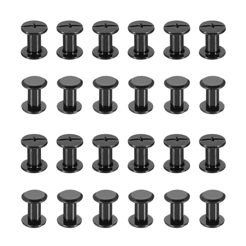 PATIKIL 24 Sets Chicago Screws, 9mm l Chicago Screws Phillips Binding Post Screw Bolts Leather Rivets Fasteners Connectors for Leather Belt Scrapbook Photo Albums, Black
