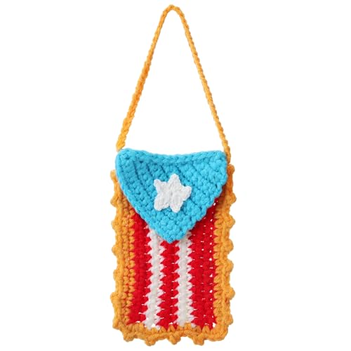 Novabright Puerto Rico Flag for Car Rearview Mirror Crochet Mini Flag Banner Small Windows Hanging Ornament for Wall Door and Rearview Mirror Decor
