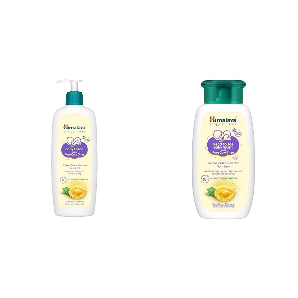 Himalaya Baby Lotion with Pure Cow Ghee & pH 5.5 (400 ml) + Himalaya Baby Head to Toe Wash with Pure Cow Ghee & pH 5.5 (100 ml)