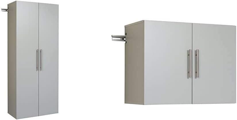 HangUps Storage Cabinet Bundle with Large Storage Cabinet (30", Light Gray) and Upper Storage Cabinet (30", Light Gray)
