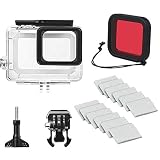 Linghuang 45m wasserdichtes Gehäuse mit rotem Tauchfilter Schutzzubehör für GoPro Hero 7 (Silber) / Hero7 (Weiß)