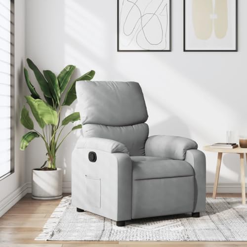 Tonture Sillón de relax de tela gris claro, sillón reclinable manual con reposapiés, cómodo sillón para salón, dormitorio, rincón de lectura, construcción robusta para adultos, 75 x 99 x 99 cm